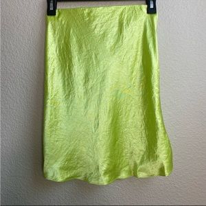 Babaton by Aritzia neon green mini slip skirt